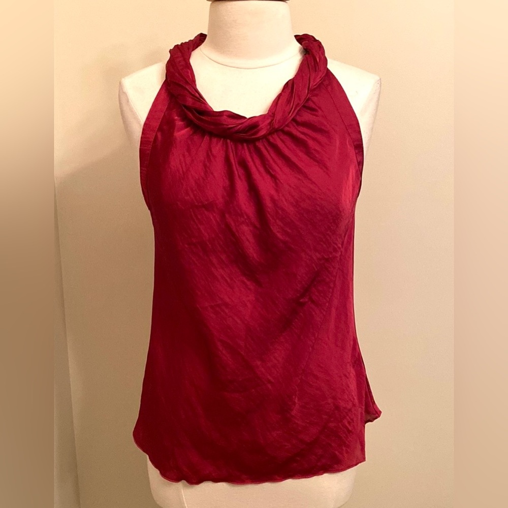 Signature by Larry Levine Burgundy SZ S Quiet Luxury Casual Elegance Halter Top